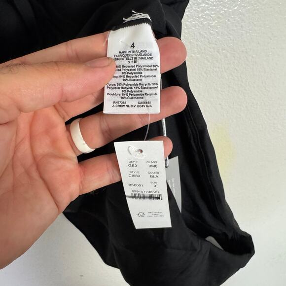 J.Crew Gail Classic Sculpt Swimsuit SZ 4 Black One-Piece Racerback Removable Pad - Picture 5 of 9